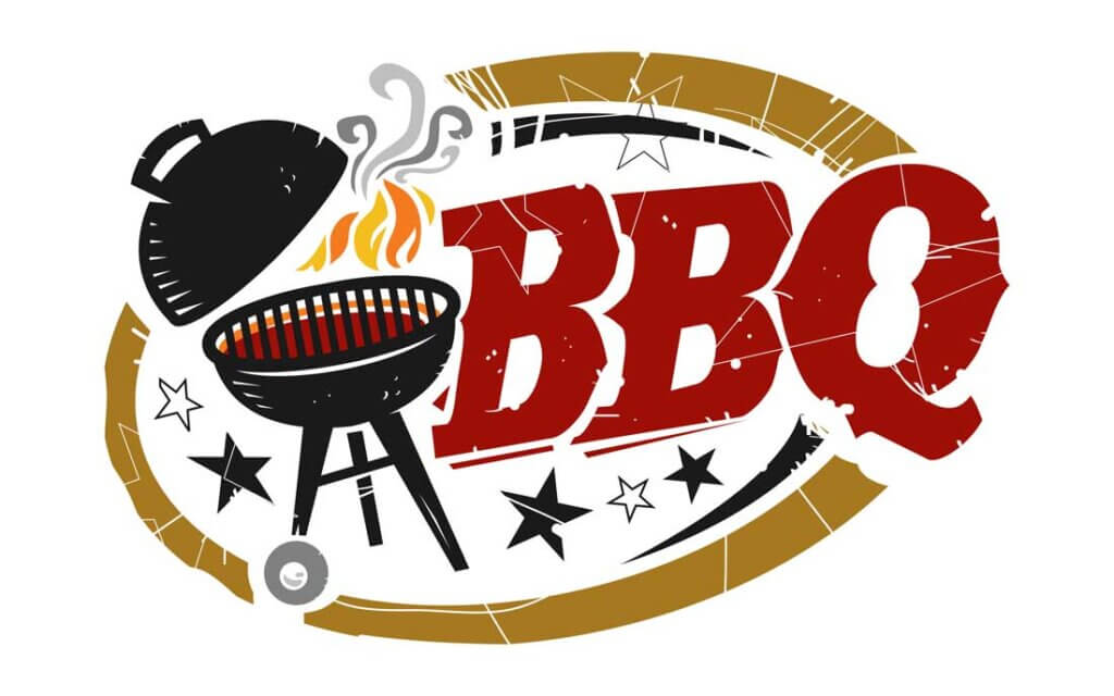 black charcoal grill with the word "BBQ"